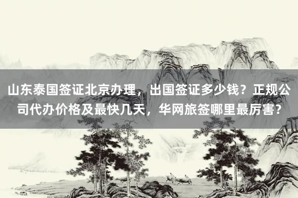 山东泰国签证北京办理，出国签证多少钱？正规公司代办价格及最快几天，华网旅签哪里最厉害？